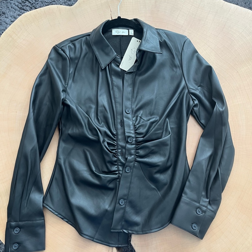 Women’s leather button up